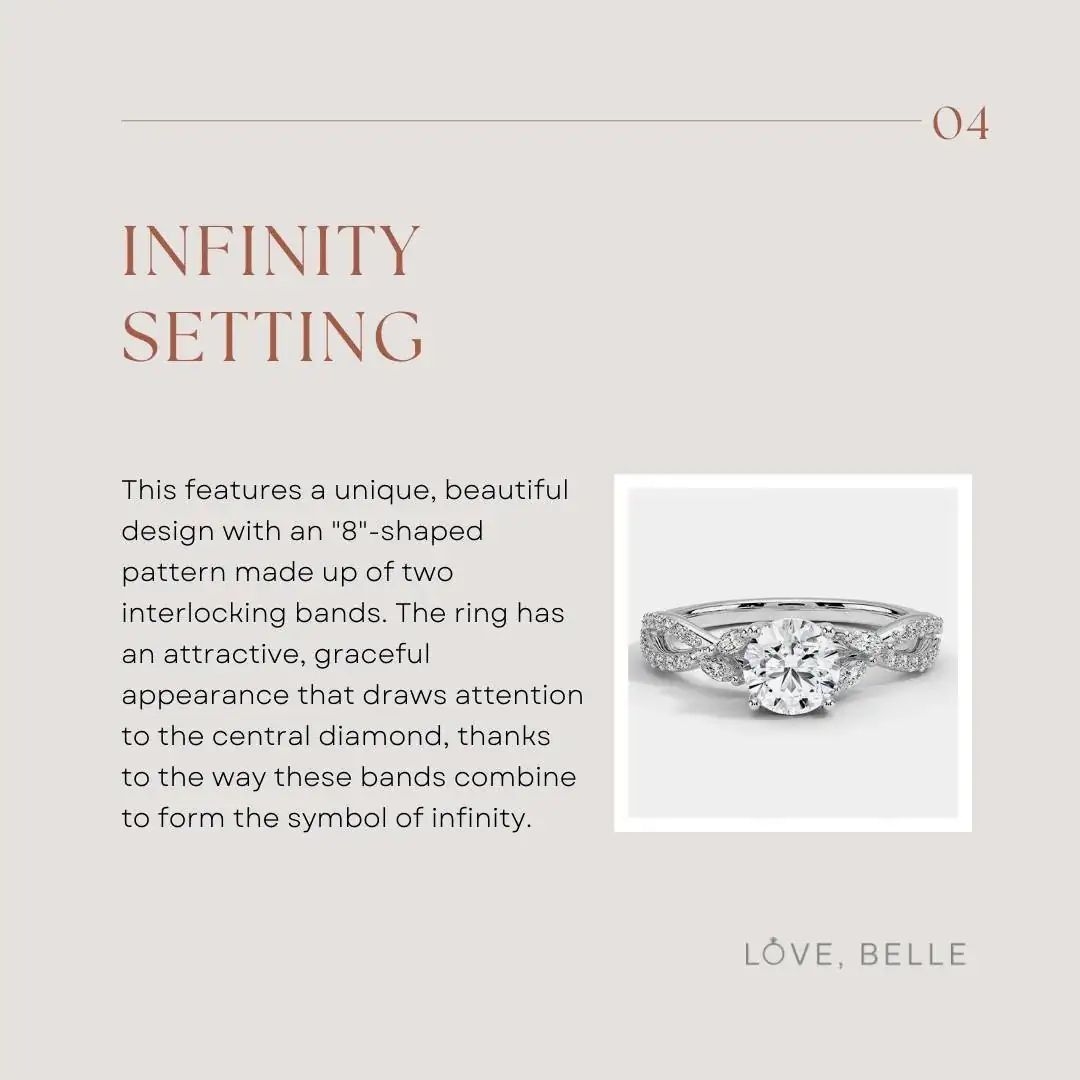 Infinity setting — two interlocking bands forming an infinity symbol